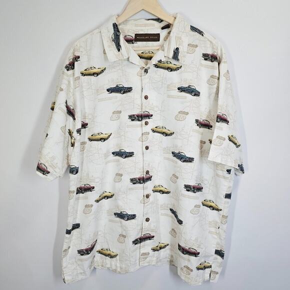 Woodland Trail Route 66 Classic Cars‎ Men's Retro Casual Button-down Size XL - Picture 1 of 7